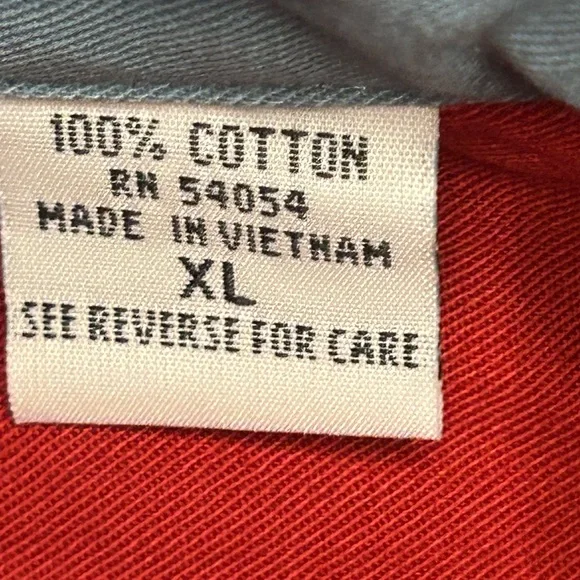 Vintage 90s deadstock Bugle Boy red long sleeve logo crest button down shirt XL - Picture 5 of 7